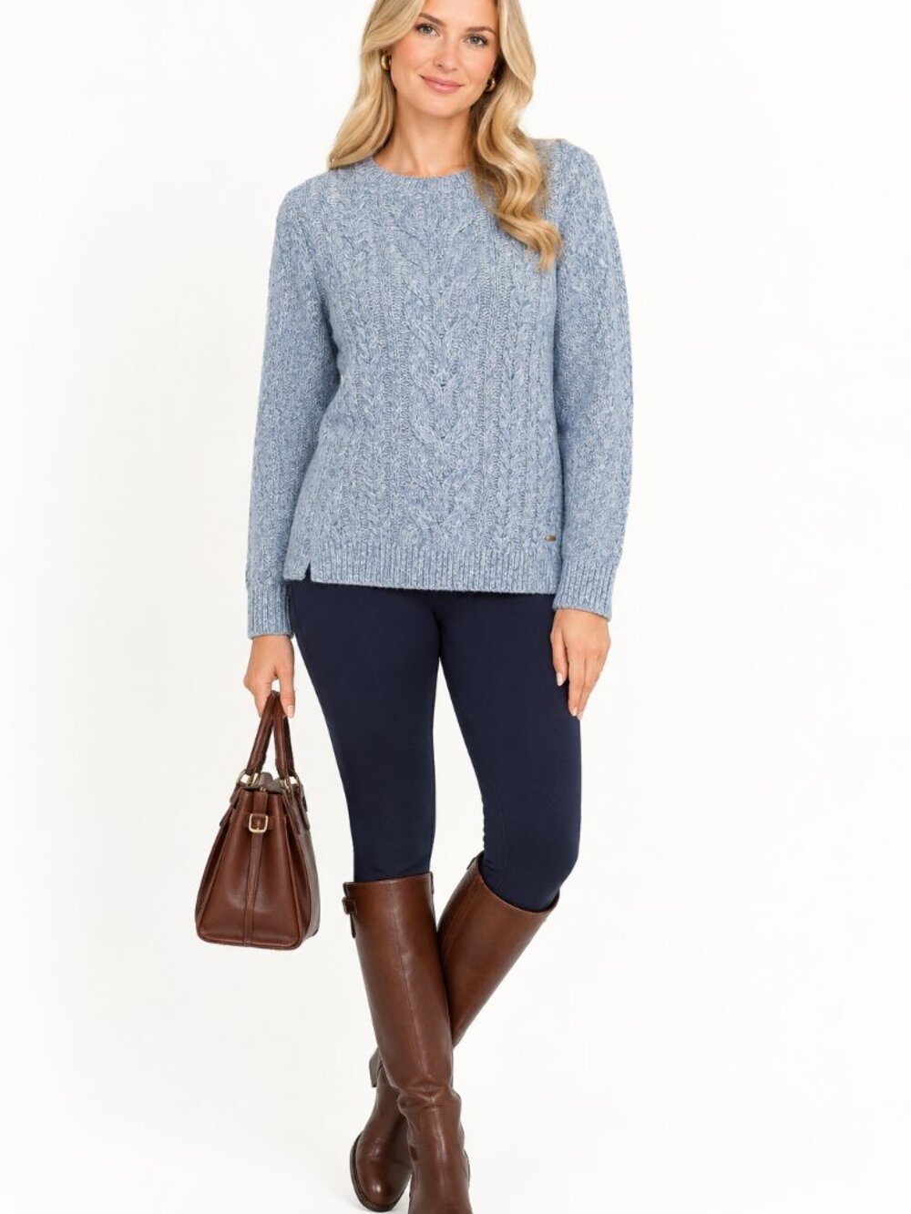 Tommy Hilfiger Chunky Cable Knit Sweater Tunic Womens Small Marled Winter Fall